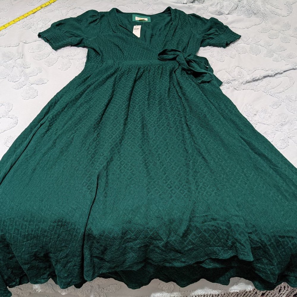 NWT 16 Maeve Anthropologie Dress Green Belt Wrap Ret 158 Lined